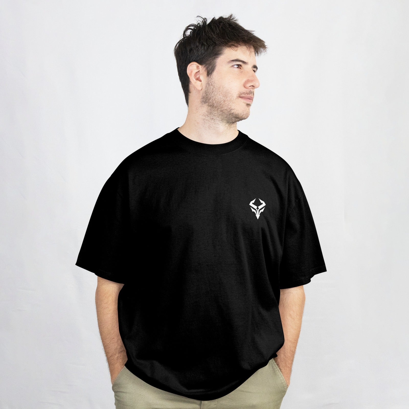 Bird Graphic Print Round Neck Cotton Blend Black T-Shirt