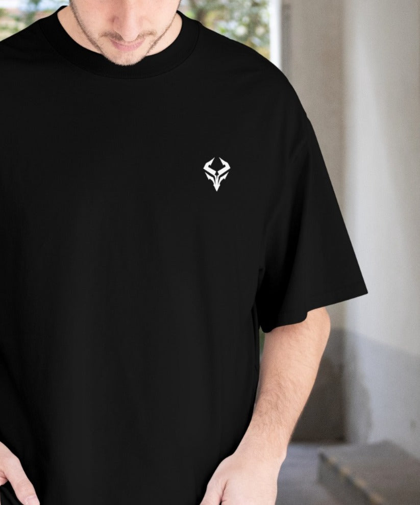 Bird Graphic Print Round Neck Cotton Blend Black T-Shirt