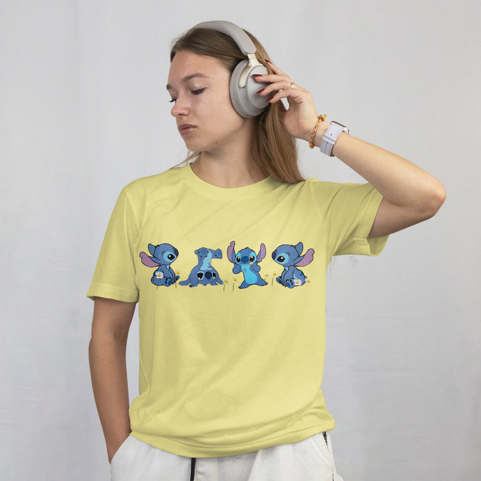 Light Yellow Lilo & Stitch Print Shirt