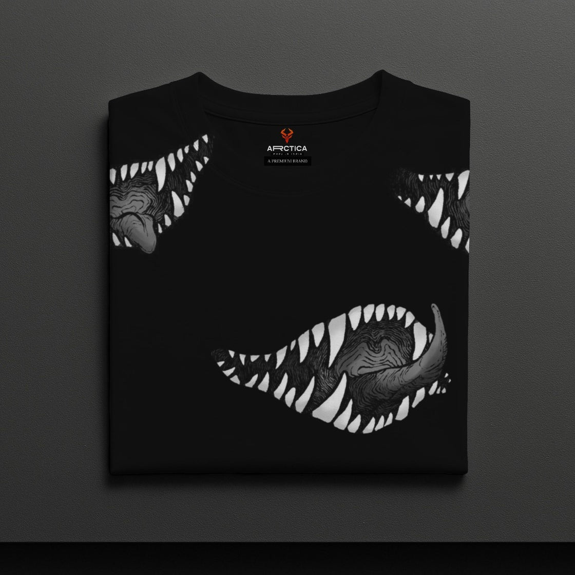 Predator Teeth Art Printed Regular Fit T-Shirt Round Neck.