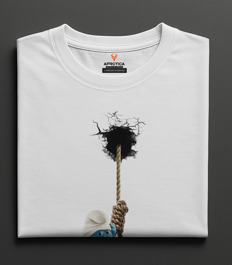 Smurfing Out Breakout Printed Regular Fit T-Shirt Round Neck.