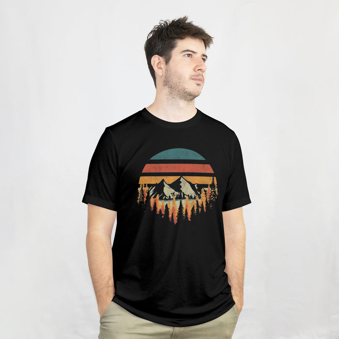 Retro Mountain Print Regular Fit T-Shirt