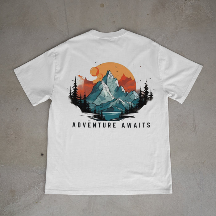 Adventure Awaits Mountain Oversize Tee- Unisex Oversized