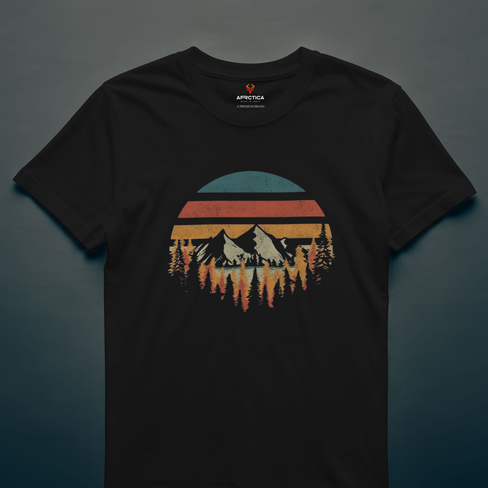 Retro Mountain Print Regular Fit T-Shirt