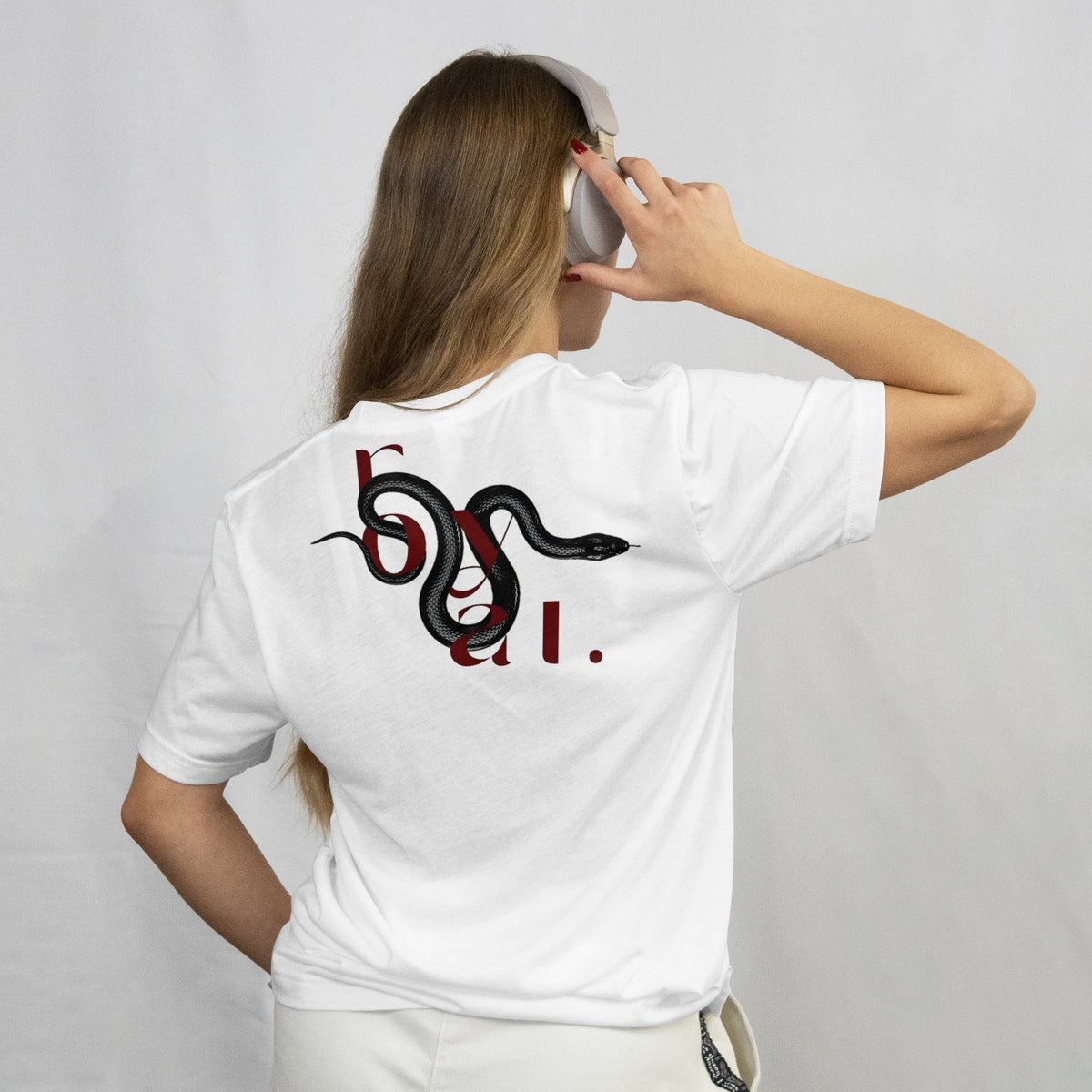 Couple Graphic Print Round Neck Cotton Blend White T-Shirt